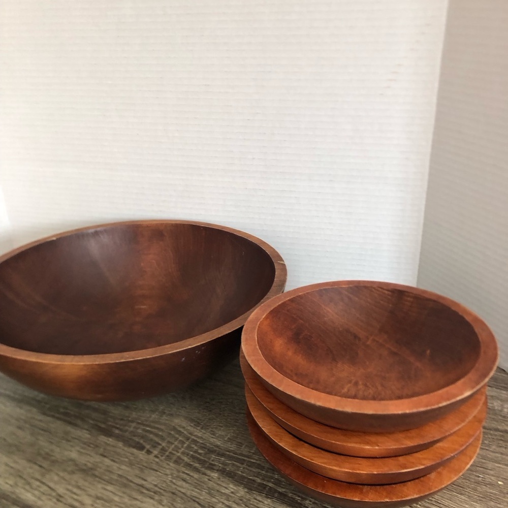 Vtg Baribocraft Wooden Serving Bowl Set
